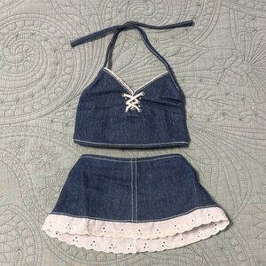 Build-A-Bear Denim Mini Skirt and Halter Top Outfit for Stuffed Animal
